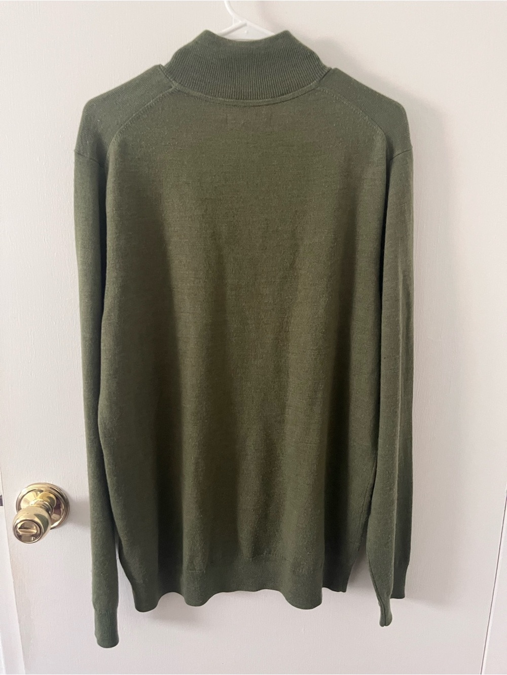 Goodthreads Men’s 100% Merino Wool Quarter Zip Green Sweater Large Tall - Picture 7 of 10
